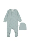 Pouf Babies'  Star Print Footie In Ice Blue