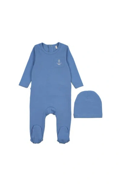 Pouf Stitched Graphic Footie For Baby Boy In Blue