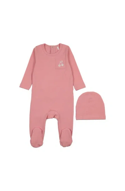 Pouf Stitched Graphic Footie For Baby Girl In Pink