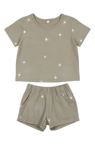 Pouf Babies' Sun Print T-shirt & Shorts Set In Neutral