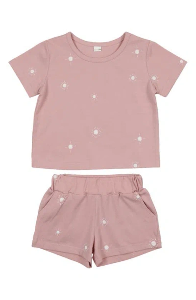 Pouf Babies'  Sun Print Top & Shorts Set In Pink