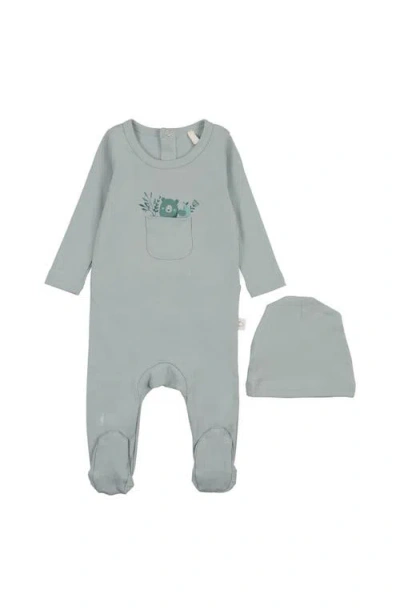 Pouf Babies'  Teddy Pocket Footie In Blue