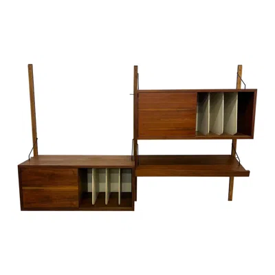 Pre-owned Poul Cadovius 1960s Scandinavian Two Bay Wall Unit System Record Cabinet Cado Royal System In Brown