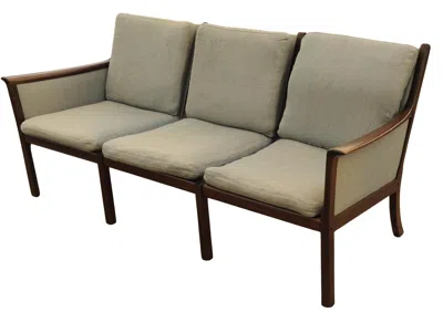 Pre-owned Poul Jeppesen Ole Wanscher Three-seat Sofa With Mahogany Frame, Denmark 1950's In Brown