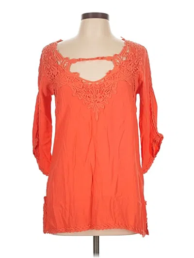 Pre-owned Poupette St Barth 3/4 Sleeve Blouse In Orange