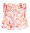 Poupette St Barth Adeh Floral Cotton Top In White Pink Tulipe
