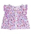 Poupette St Barth Adeh Ruffled Floral Top In Blue Blueberry