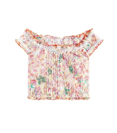 Poupette St Barth Kids' Alba Floral Shirt In Yellow