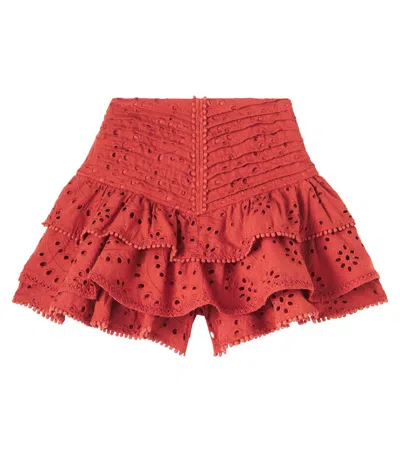 Poupette St Barth Kids' Alizee Broderie Anglaise Cotton Skirt In Red