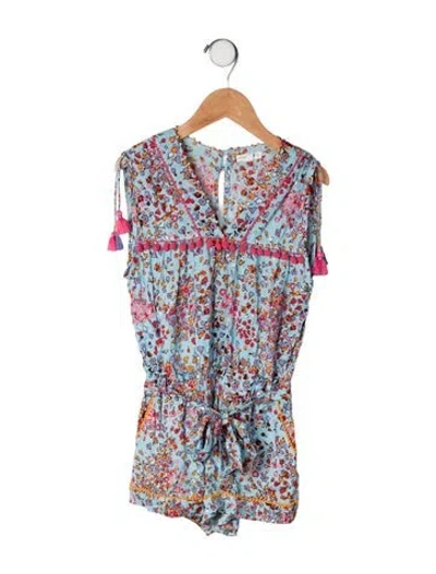 Pre-owned Poupette St Barth Kids' All Over Print Romper In Blue