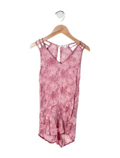 Pre-owned Poupette St Barth Kids' All Over Print Romper In Red