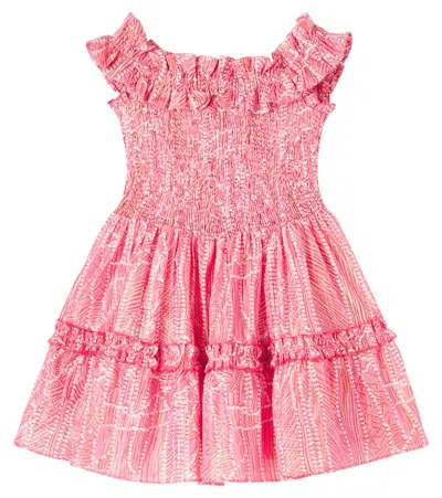 Poupette St Barth Kids' Amber Printed Cotton-blend Dress In Pink