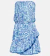 Poupette St Barth Ambra Floral Bandeau Minidress In Royal Pensee