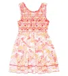 Poupette St Barth Amelie Floral Viscose Dress In White Pink Tulipe