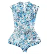 Poupette St Barth Anaik Printed Playsuit In Blue