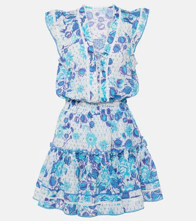 Poupette St Barth Anais Printed Cotton Minidress In Blue