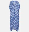Poupette St Barth Andrea Asymmetric Kaftan In Crep Blue Mozaic