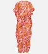 Poupette St Barth Andrea Floral Kaftan In Orange Dali
