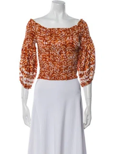 Pre-owned Poupette St Barth Animal Print Bateau Neckline Crop Top In White
