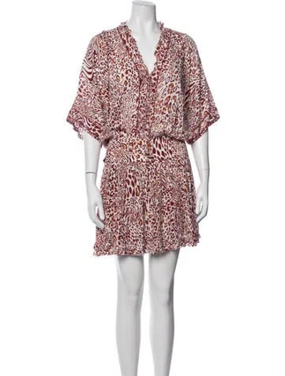 Pre-owned Poupette St Barth Animal Print Mini Dress In Red