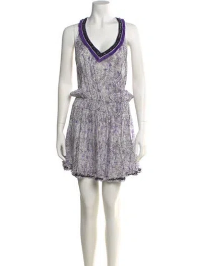 Pre-owned Poupette St Barth Animal Print Mini Dress In White