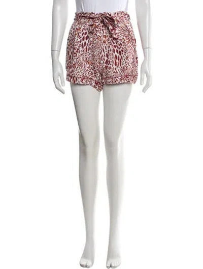 Pre-owned Poupette St Barth Animal Print Mini Shorts In Burgundy