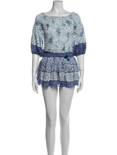 Pre-owned Poupette St Barth Animal Print Skirt Set In Blue
