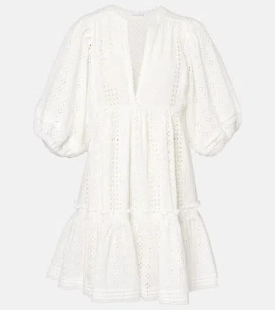 Poupette St Barth Aria Broderie Anglaise Cotton Minidress In Natural White