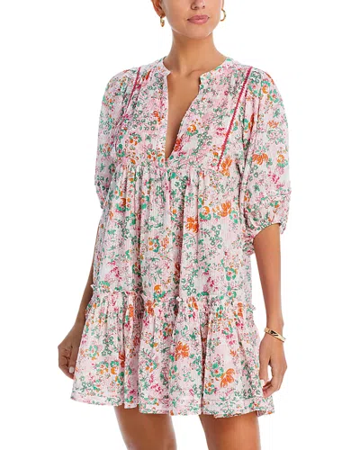 Poupette St Barth Aria Cotton Mini Dress Swim Cover-up In Pink Sweet Liberty