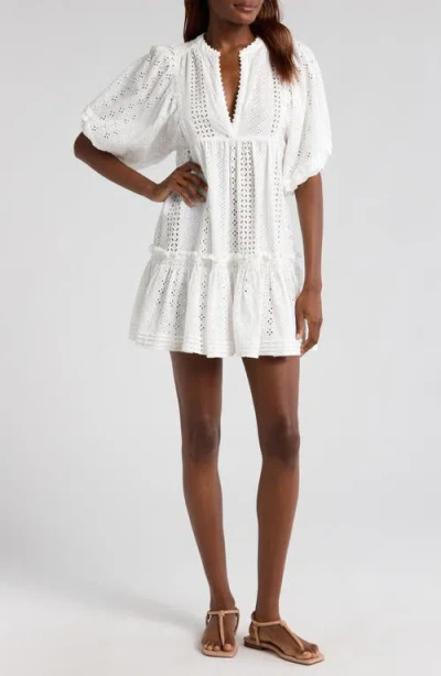 Poupette St Barth Aria Broderie Anglaise Cotton Minidress In Natural White