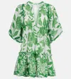 Poupette St Barth Aria Mini Dress White Green Macro Stelis In Green