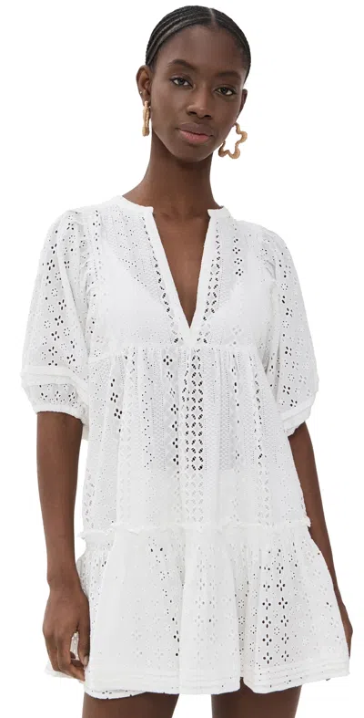Poupette St Barth Aria Mini Dress Natural White Plain