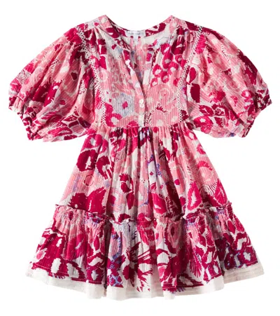 Poupette St Barth Kids' Aria Ruffled Cotton Dress In Pink