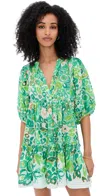 Poupette St Barth Aria Empire Waist Mini Dress In Green Pencilleo