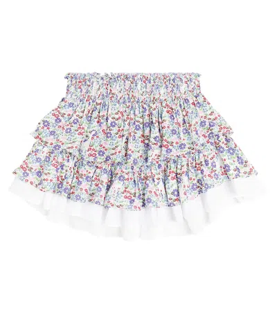 Poupette St Barth Kids' Ariane花卉荷叶边迷你半身裙 In Multicoloured