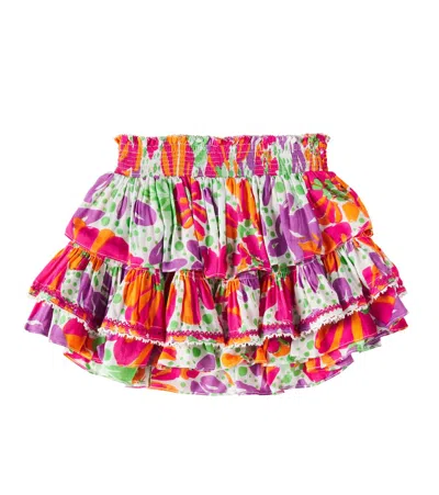 Poupette St Barth Kids' Ariane Floral Tiered Skirt In Multicoloured