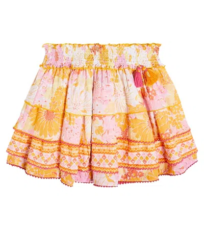 Poupette St Barth Kids' Ariel Floral Cotton Skirt In Yellow Flower Mix