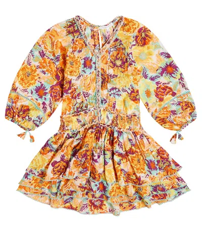 Poupette St Barth Kids' Ariel Floral Dress In Yellow Rugosa