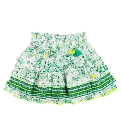 Poupette St Barth Kids' Ariel Floral Skirt In Green Mid 70s Garden