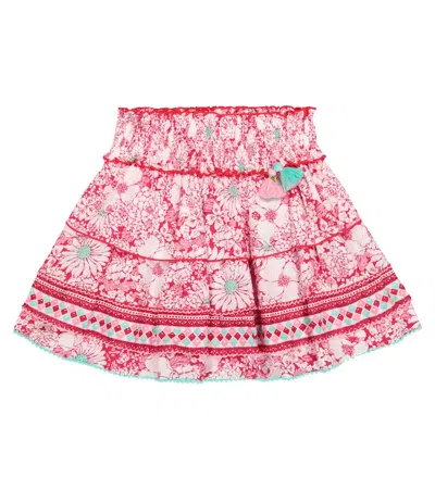 Poupette St Barth Kids' Ariel Floral Skirt In Pink Mid 70s Garden