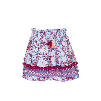 Poupette St Barth Ariel Mini Skirt Kids Blue Kookoo Bird In Multi