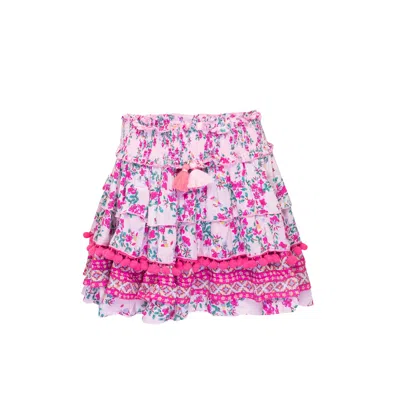 Poupette St Barth Ariel Mini Skirt Kids Pink Kookoo Bird In Multi