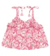 Poupette St Barth Astra Floral Top In Pink Mid 70s Garden