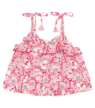 Poupette St Barth Kids' Astra Floral Top In Pink Mid 70s Garden