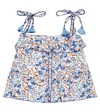 Poupette St Barth Astra Floral Top In Sky Mini Jonquille