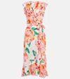 Poupette St Barth Bedrucktes Midikleid Aude In Orange Macro Peony Mpo