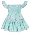 Poupette St Barth Aurora Floral Cotton Dress In Aqua Anemone