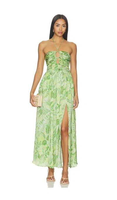 Poupette St Barth Avril Long Dress In Green Calathea