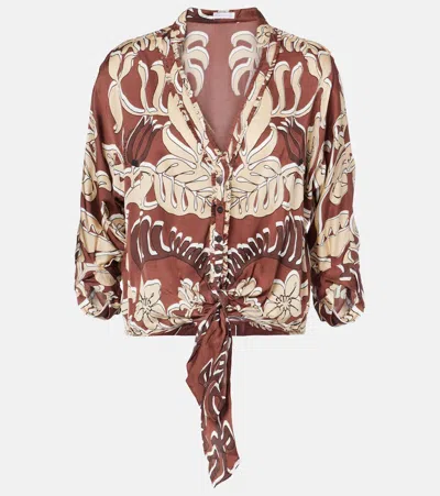 Poupette St Barth Azia Printed Top In Brown