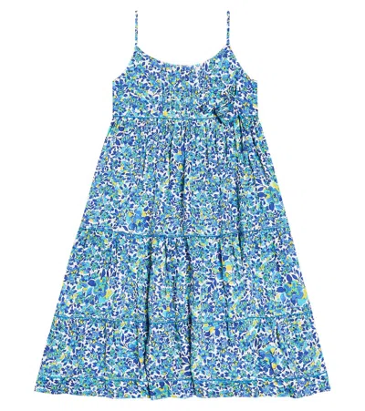 Poupette St Barth Kids' Bambi Floral Dress In Blue Net
